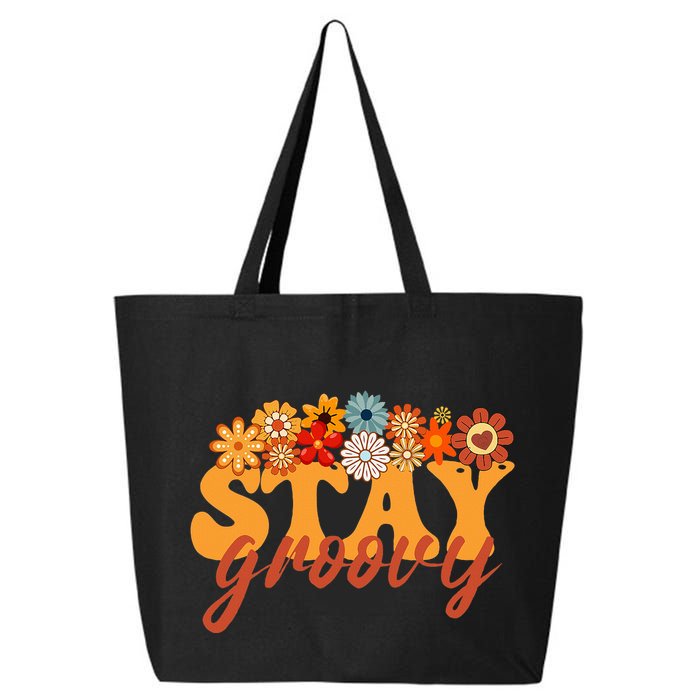 Stay Groovy Flower Power Retro Hippie Vibes 25L Jumbo Tote