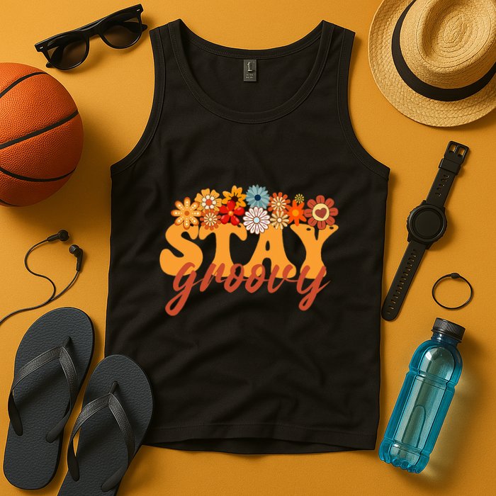 Stay Groovy Flower Power Retro Hippie Vibes Tank Top