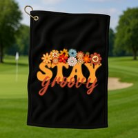Stay Groovy Flower Power Retro Hippie Vibes Golf Towel