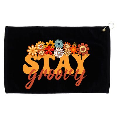 Stay Groovy Flower Power Retro Hippie Vibes Grommeted Golf Towel