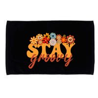 Stay Groovy Flower Power Retro Hippie Vibes Microfiber Hand Towel