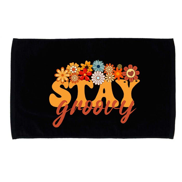 Stay Groovy Flower Power Retro Hippie Vibes Microfiber Hand Towel