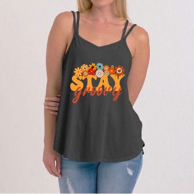 Stay Groovy Flower Power Retro Hippie Vibes Women's Strappy Tank