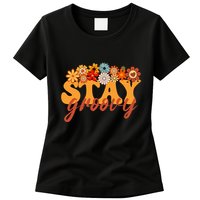 Stay Groovy Flower Power Retro Hippie Vibes Womens T-Shirt