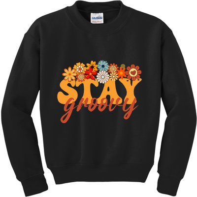 Stay Groovy Flower Power Retro Hippie Vibes Kids Sweatshirt
