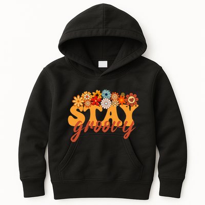 Stay Groovy Flower Power Retro Hippie Vibes Kids Hoodie
