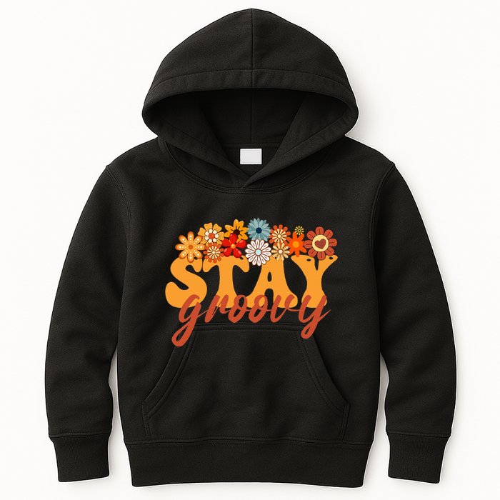 Stay Groovy Flower Power Retro Hippie Vibes Kids Hoodie