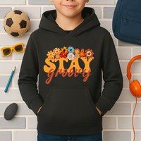 Stay Groovy Flower Power Retro Hippie Vibes Kids Hoodie