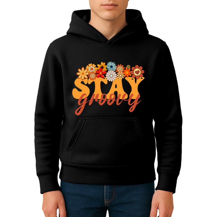 Stay Groovy Flower Power Retro Hippie Vibes Kids Hoodie
