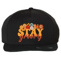 Stay Groovy Flower Power Retro Hippie Vibes Wool Snapback Cap