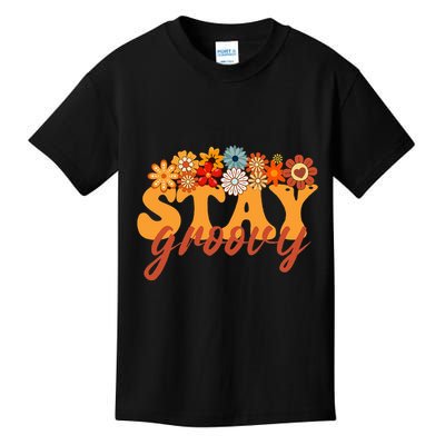Stay Groovy Flower Power Retro Hippie Vibes Kids T-Shirt