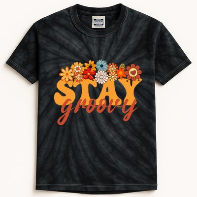Stay Groovy Flower Power Retro Hippie Vibes Kids Tie-Dye T-Shirt