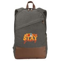 Stay Groovy Flower Power Retro Hippie Vibes Cotton Canvas Backpack