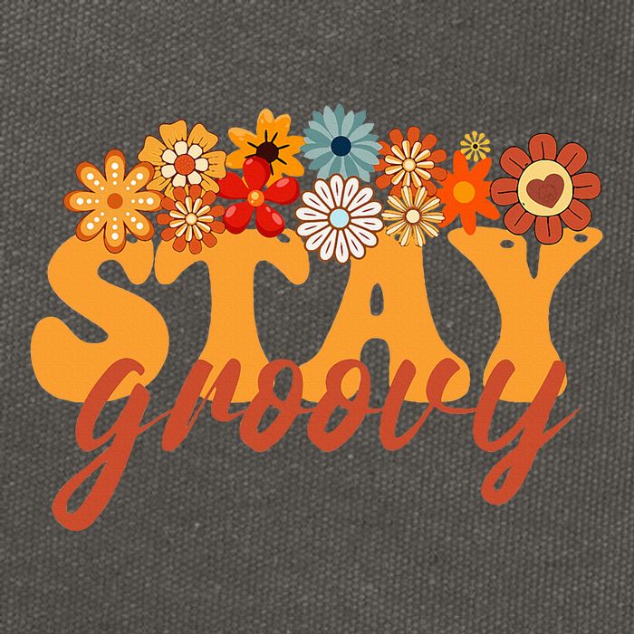Stay Groovy Flower Power Retro Hippie Vibes Cotton Canvas Backpack