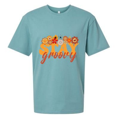 Stay Groovy Flower Power Retro Hippie Vibes Sueded Cloud Jersey T-Shirt