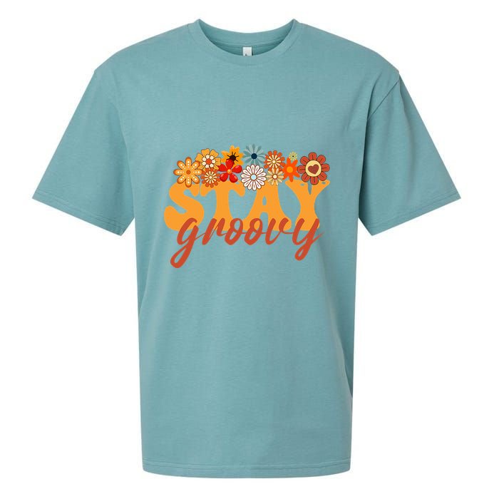 Stay Groovy Flower Power Retro Hippie Vibes Sueded Cloud Jersey T-Shirt