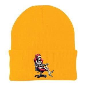 Skeleton Gamer Funny Gaming Chair Headset Halloween Funny Gift Knit Cap Winter Beanie