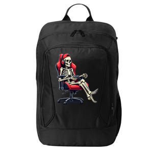 Skeleton Gamer Funny Gaming Chair Headset Halloween Funny Gift City Backpack