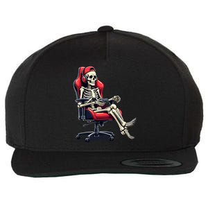 Skeleton Gamer Funny Gaming Chair Headset Halloween Funny Gift Wool Snapback Cap