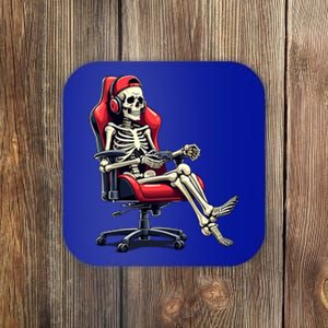 Skeleton Gamer Funny Gaming Chair Headset Halloween Funny Gift Coaster