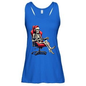 Skeleton Gamer Funny Gaming Chair Headset Halloween Funny Gift Ladies Essential Flowy Tank