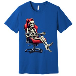 Skeleton Gamer Funny Gaming Chair Headset Halloween Funny Gift Premium T-Shirt