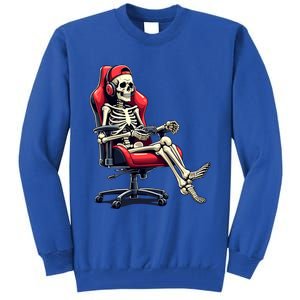 Skeleton Gamer Funny Gaming Chair Headset Halloween Funny Gift Tall Sweatshirt