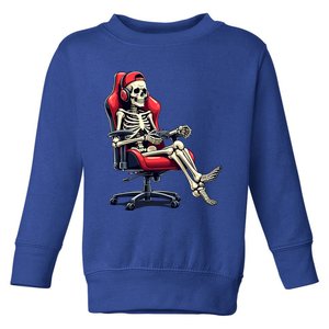 Skeleton Gamer Funny Gaming Chair Headset Halloween Funny Gift Toddler Sweatshirt