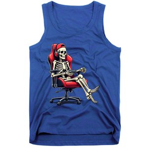 Skeleton Gamer Funny Gaming Chair Headset Halloween Funny Gift Tank Top