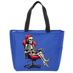 Skeleton Gamer Funny Gaming Chair Headset Halloween Funny Gift Zip Tote Bag