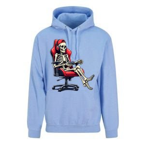 Skeleton Gamer Funny Gaming Chair Headset Halloween Funny Gift Unisex Surf Hoodie