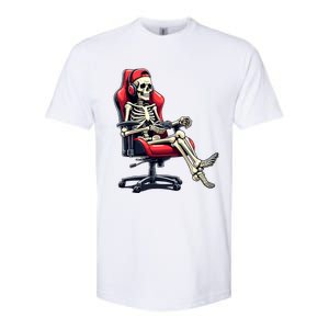 Skeleton Gamer Funny Gaming Chair Headset Halloween Funny Gift Softstyle CVC T-Shirt