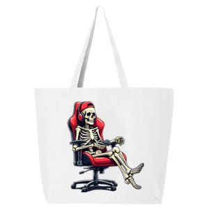 Skeleton Gamer Funny Gaming Chair Headset Halloween Funny Gift 25L Jumbo Tote