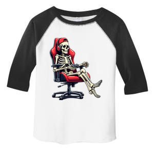 Skeleton Gamer Funny Gaming Chair Headset Halloween Funny Gift Toddler Fine Jersey T-Shirt