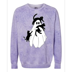 Spooky Ghost Funny Cat Lover Colorblast Crewneck Sweatshirt