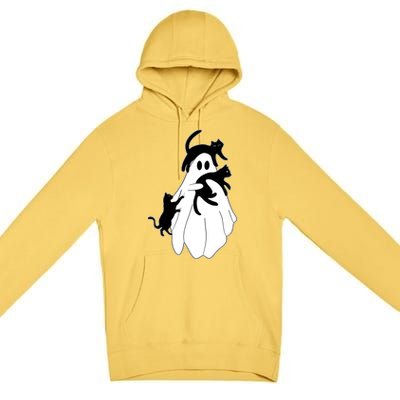 Spooky Ghost Funny Cat Lover Premium Pullover Hoodie