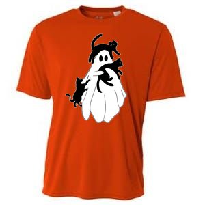 Spooky Ghost Funny Cat Lover Cooling Performance Crew T-Shirt