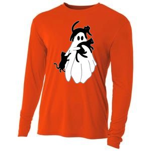 Spooky Ghost Funny Cat Lover Cooling Performance Long Sleeve Crew