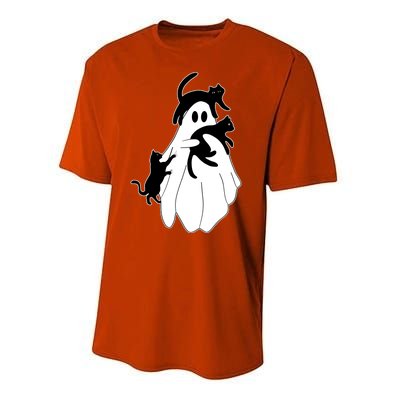 Spooky Ghost Funny Cat Lover Performance Sprint T-Shirt