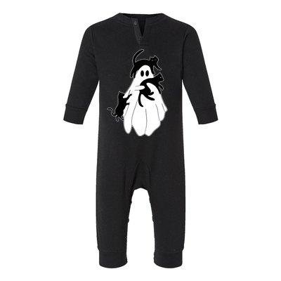 Spooky Ghost Funny Cat Lover Infant Fleece One Piece