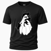 Spooky Ghost Funny Cat Lover Cooling Performance Crew T-Shirt