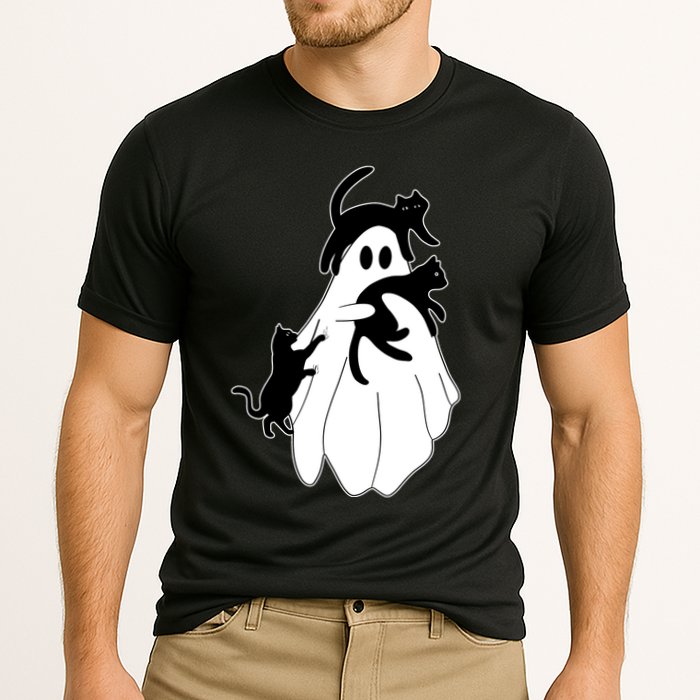 Spooky Ghost Funny Cat Lover Cooling Performance Crew T-Shirt
