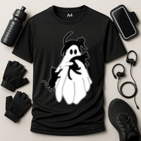 Spooky Ghost Funny Cat Lover Cooling Performance Crew T-Shirt
