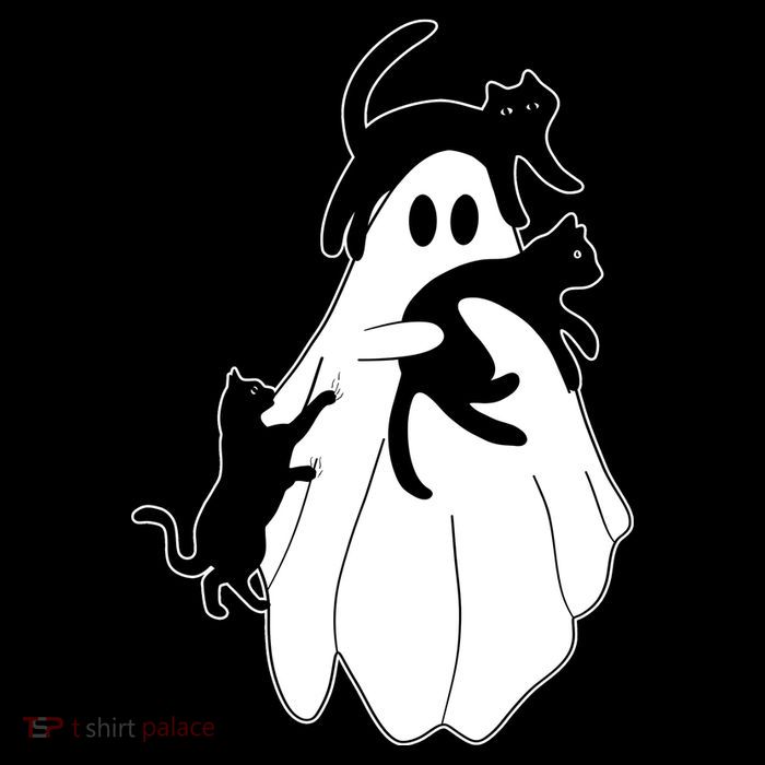 Spooky Ghost Funny Cat Lover Full-Length Apron With Pockets