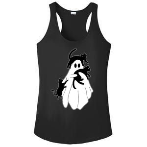 Spooky Ghost Funny Cat Lover Ladies PosiCharge Competitor Racerback Tank