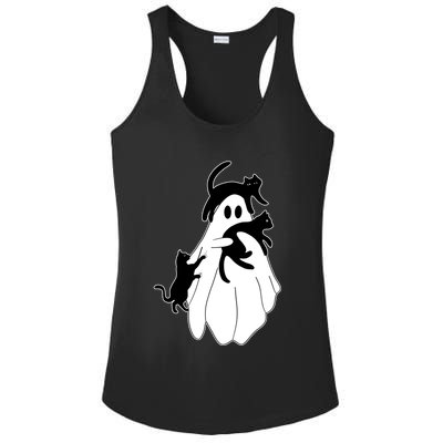 Spooky Ghost Funny Cat Lover Ladies PosiCharge Competitor Racerback Tank