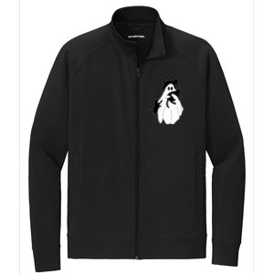 Spooky Ghost Funny Cat Lover Stretch Full-Zip Cadet Jacket