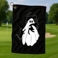 Spooky Ghost Funny Cat Lover Golf Towel