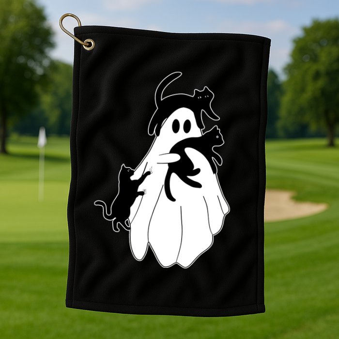 Spooky Ghost Funny Cat Lover Golf Towel