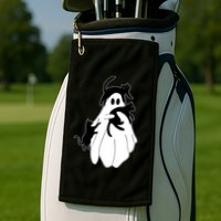 Spooky Ghost Funny Cat Lover Golf Towel
